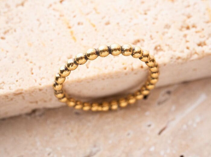 Anello a sfera - anello con sfere dorate