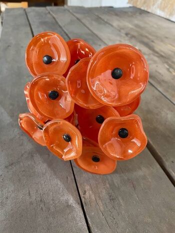 Petite fleur ronde en verre pour usage intérieur de couleur orange 1