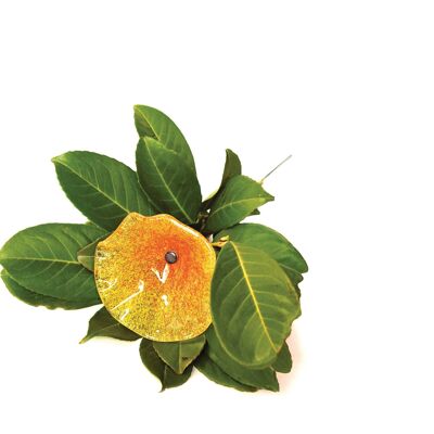 Fiore In Vetro Per Esterni Di Colore Trasparente, Giallo-Arancio