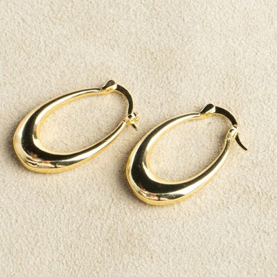 Chunky hoop earrings teardrop gold plated