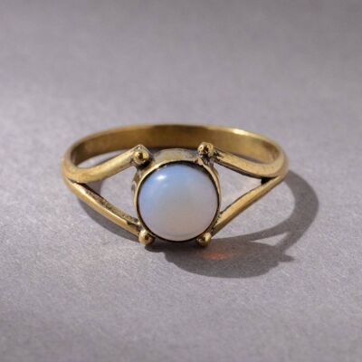 Opal ring with round stone handmade