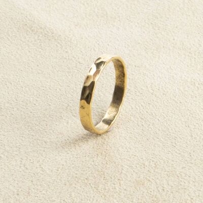 Hammered brass ring handmade gold