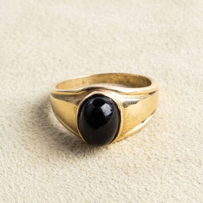 Signet ring with oval onyx handmade