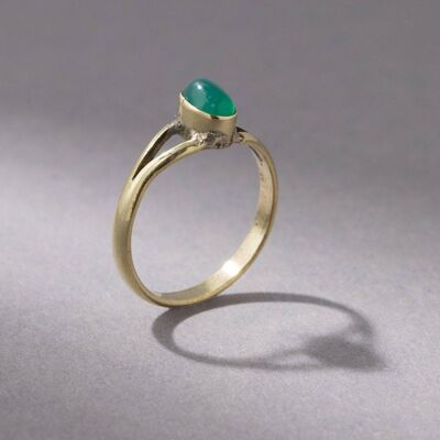 Small green onyx ring with oval stone handmade