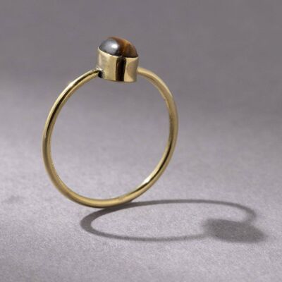Feiner Tigerauge Ring mit ovalem Stein handgemacht