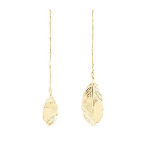 Boucles d'Oreilles Pendantes Zéphyr Or Feuilles