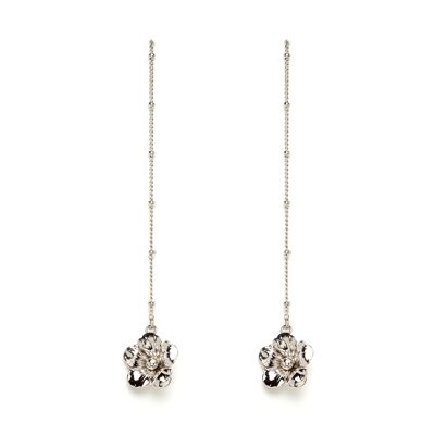 Boucles d'Oreilles Pendantes Gaïa Argent Fleurs