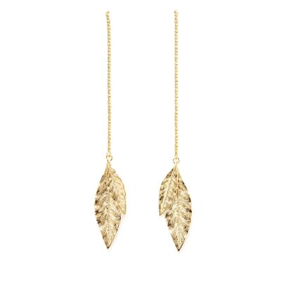 Orecchini pendenti con foglie d'oro Thalia