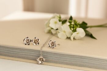 Boucles d'Oreilles Puces Gaïa Argent Fleurs 4