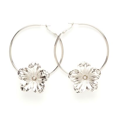 Gaïa Silver Flowers Hoops