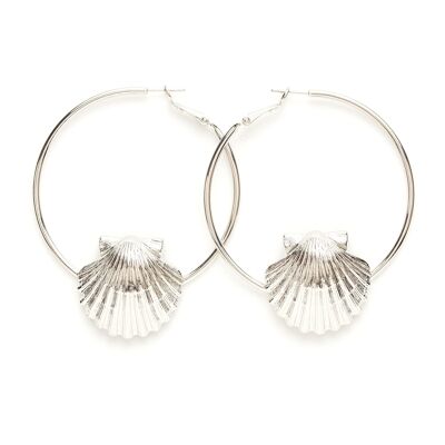 Nérée silver hoop earrings with shells