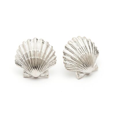 Maxi Stud Earrings Nereus Silver Shells