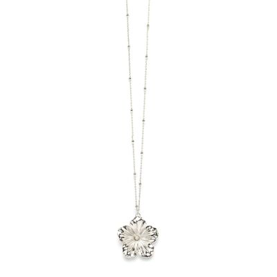 Gaïa silver flower long necklace