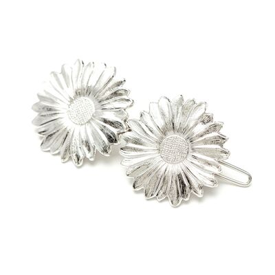 Barrette Maïa Silver Flowers