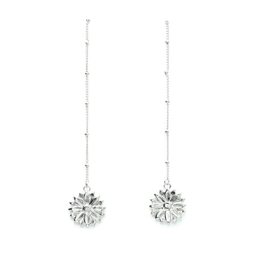 Boucles d'Oreilles Pendantes Maïa Argent Fleurs