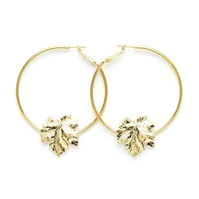 Héra Gold Leaves Hoop Earrings