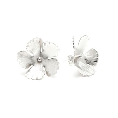 Maxi Boucles d'Oreilles Puces Orphée Argent Fleurs