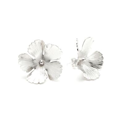 Pendientes de botón Maxi Orphée de flores de plata