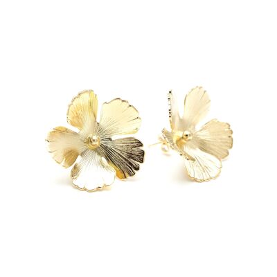 Maxi Orphée Gold Flowers Stud Earrings