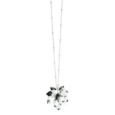 Héra silver leaf long necklace