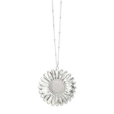 Maïa silver flower long necklace