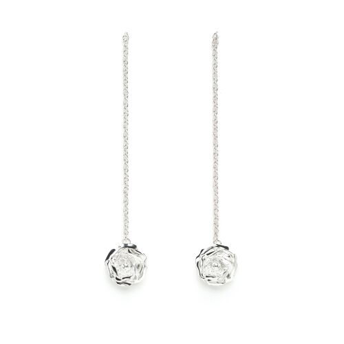 Boucles d'Oreilles Pendantes Aglaé Argent Fleurs