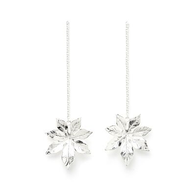 Chloris Silver Flowers Dangling Earrings