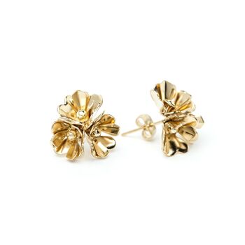 Boucles d'Oreilles Puces Aglaé Trio Or Fleurs 1