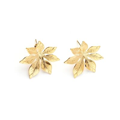 Chloris Gold Flowers Stud Earrings