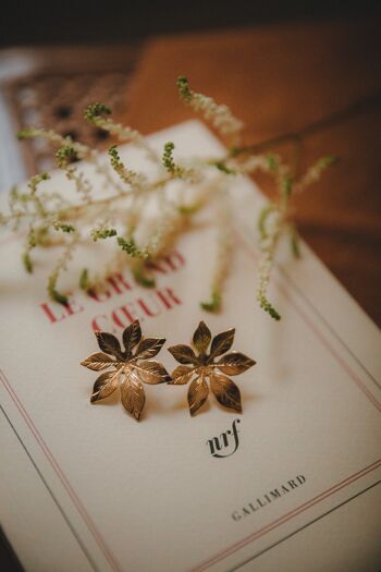 Boucles d'Oreilles Puces Chloris Or Fleurs 5