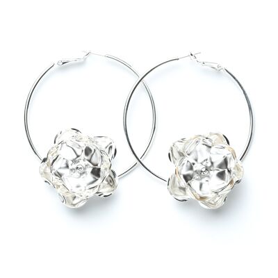 Aglaé Silver Flower Hoop Earrings
