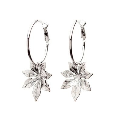 Small Chloris Silver Flowers Hoops