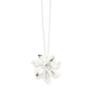 Chloris Silver Flower Long Necklace