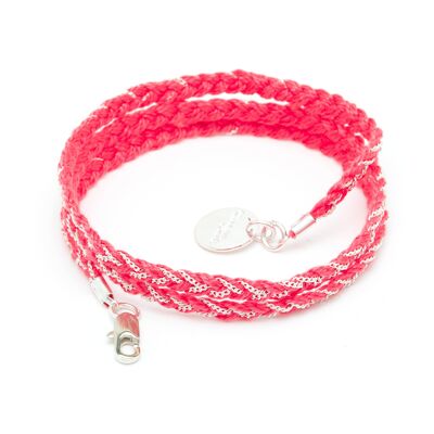 Bracelet Max Silver Pink Braided