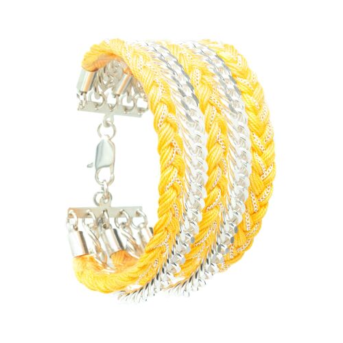 Bracelet Maxi Raoul Argent Jaune Tressé