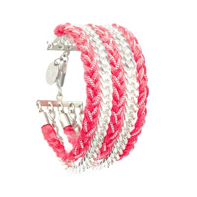Maxi Raoul Braided Pink Silver Bracelet