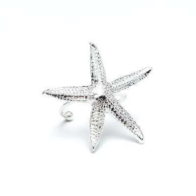Maxi Ring Cléia Silver Adjustable Star