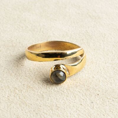 Labradorite ring open tip gold
