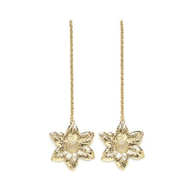 Hesperis Gold Flowers Dangling Earrings