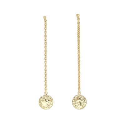 Hestia Gold Round Hammered Dangling Earrings