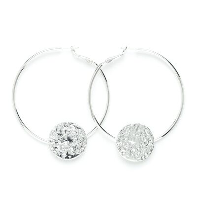 Hestia Silver Round Hammered Hoops