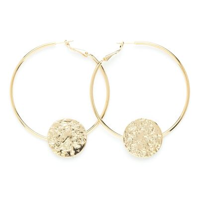Hestia Gold Round Hammered Hoops