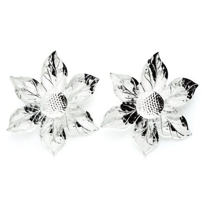 Maxi Hesperis Silver Flowers Stud Earrings