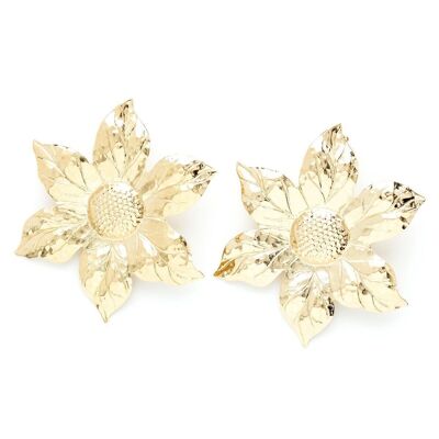Maxi Hesperis Gold Flowers Stud Earrings