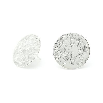 Maxi Boucles d'Oreilles Puces Hestia Argent Ronds Martelés