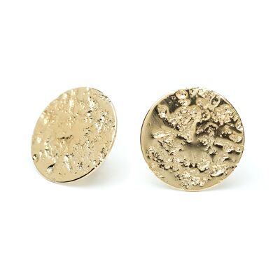 Maxi Hestia Gold Round Hammered Stud Earrings