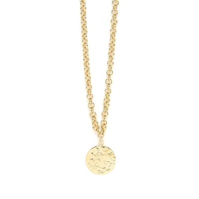 Hestia Hammered Round Gold Long Necklace