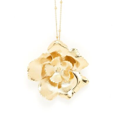 Long necklace Orphée Gold Flowers