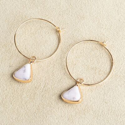 Howlite fine hoop earrings gold plated Howlite handmade triangle