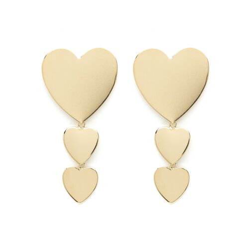 Boucles d'Oreilles Puces Pendantes Aphrodite Or Coeurs